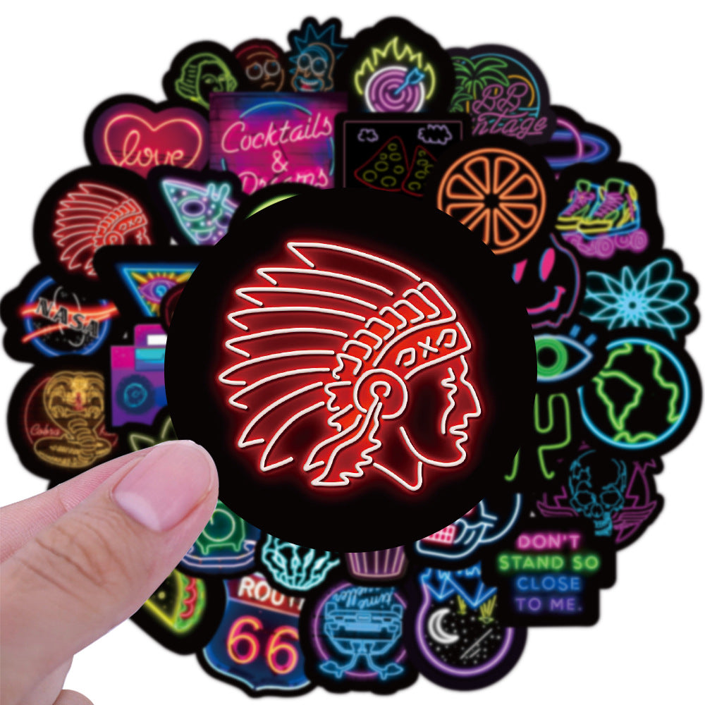 50 Neon Graffiti Stickers Decorative Waterproof Stickers