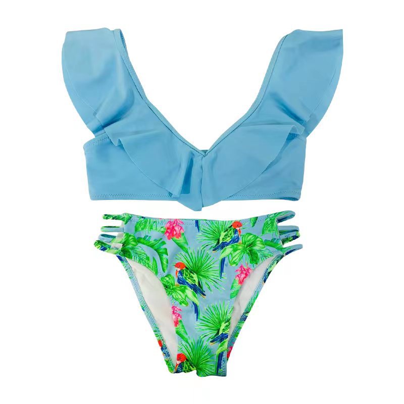 Swimwear Leaf Print Split Fashion Children