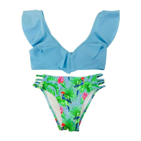 Swimwear Leaf Print Split Fashion Children