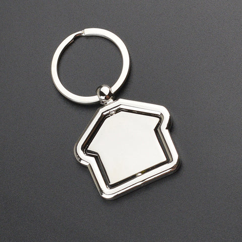 Simple House Rotating Metal Keychains