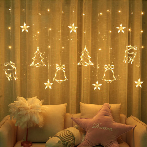 Decorate Christmas Tree Hanging Lamp Room Bedroom Curtain Layout