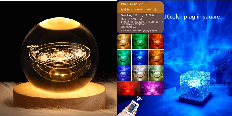 Crystal Table Lamp RGB Dimmable Home Decoration 16 Color Gifts