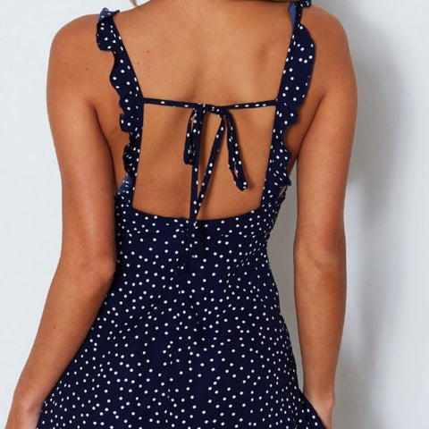 Polka-dot Strappy Dress Women Summer Fashion Beach Sundress - Nuri Shopping