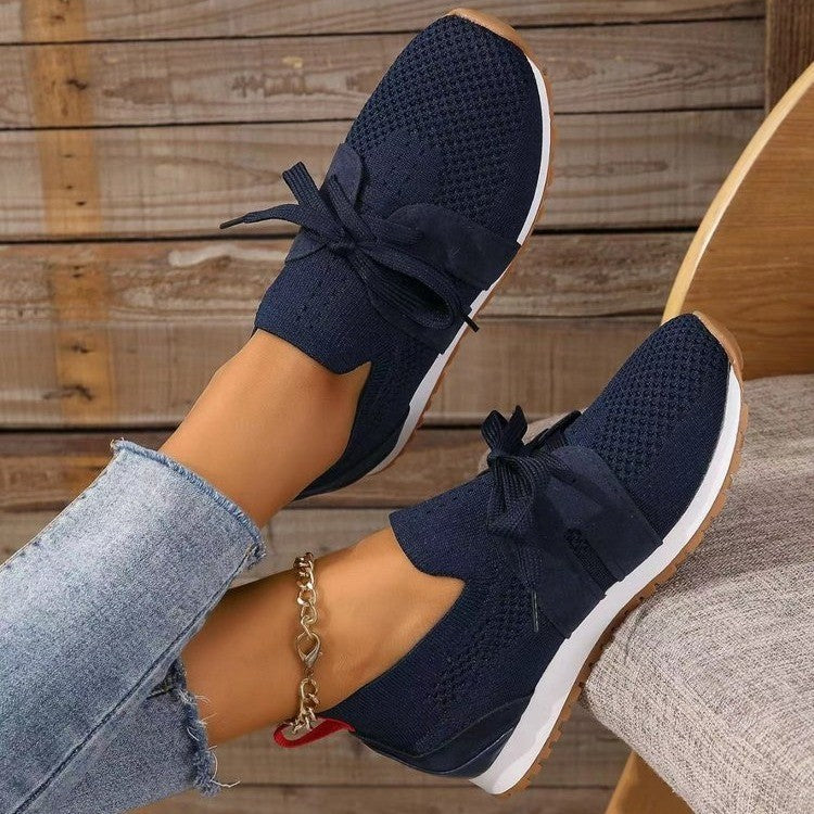 Women's Casual Shoes With Solid Color Sloping Heels For Comfort