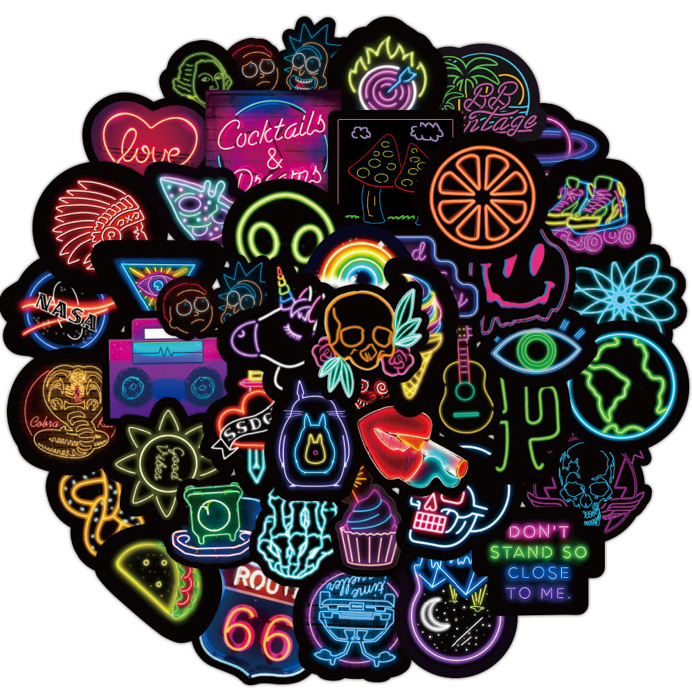 50 Neon Graffiti Stickers Decorative Waterproof Stickers